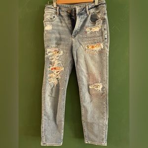 Custom patches distressed jeans